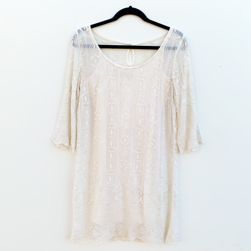 Lucky Brand Embroidered Boho Dress Lace